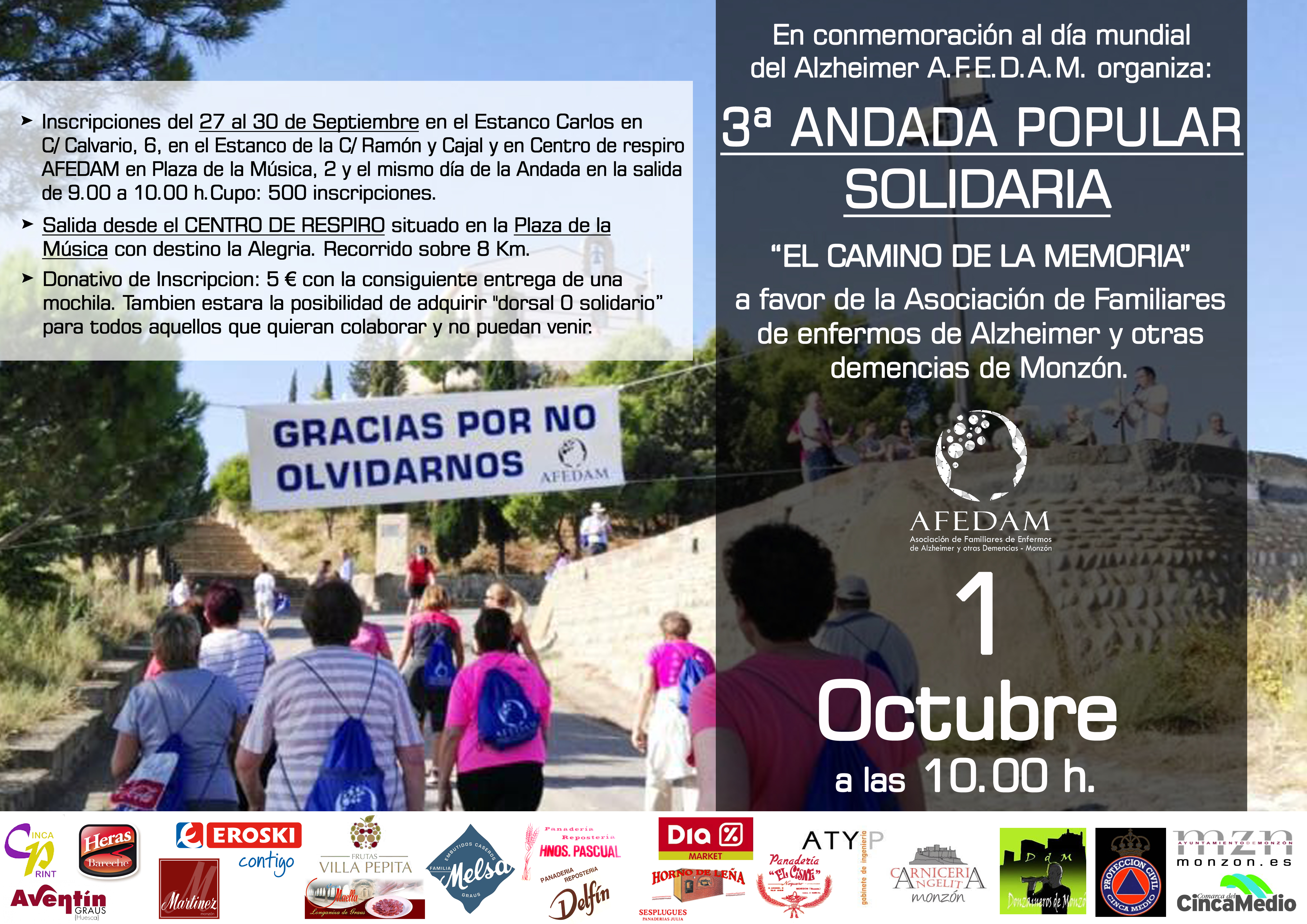 3ª Andada Solidaria por el Alzheimer en Monzón 3ª Andada Solidaria por el Alzheimer en Monzón